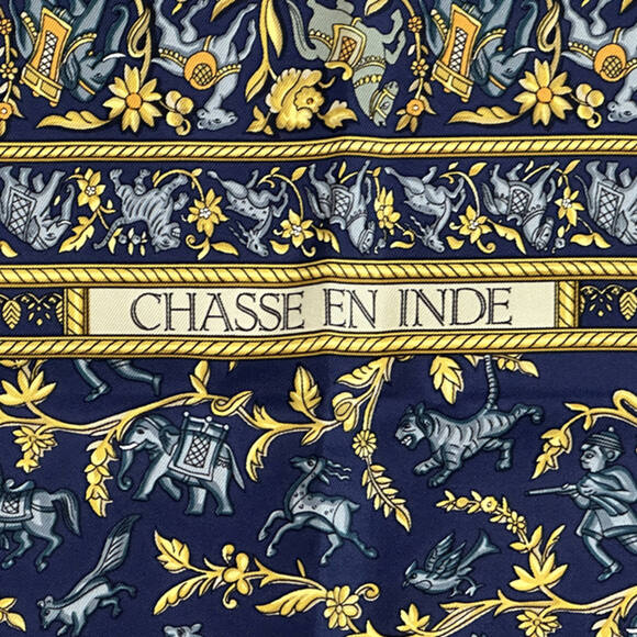 HERMES Blue Silk Scarf - Picture 3 of 6